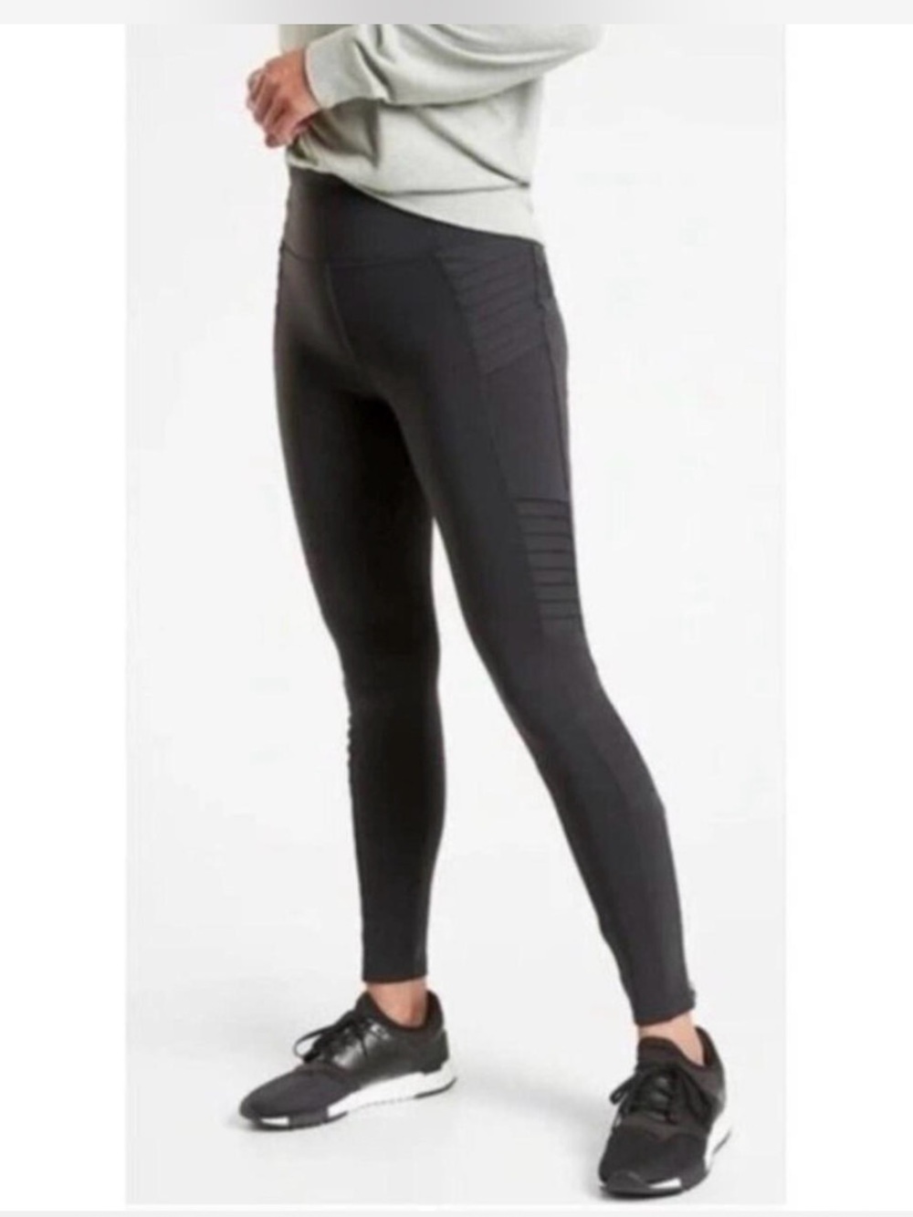 Athleta Black Ribbed High-Rise Leggings